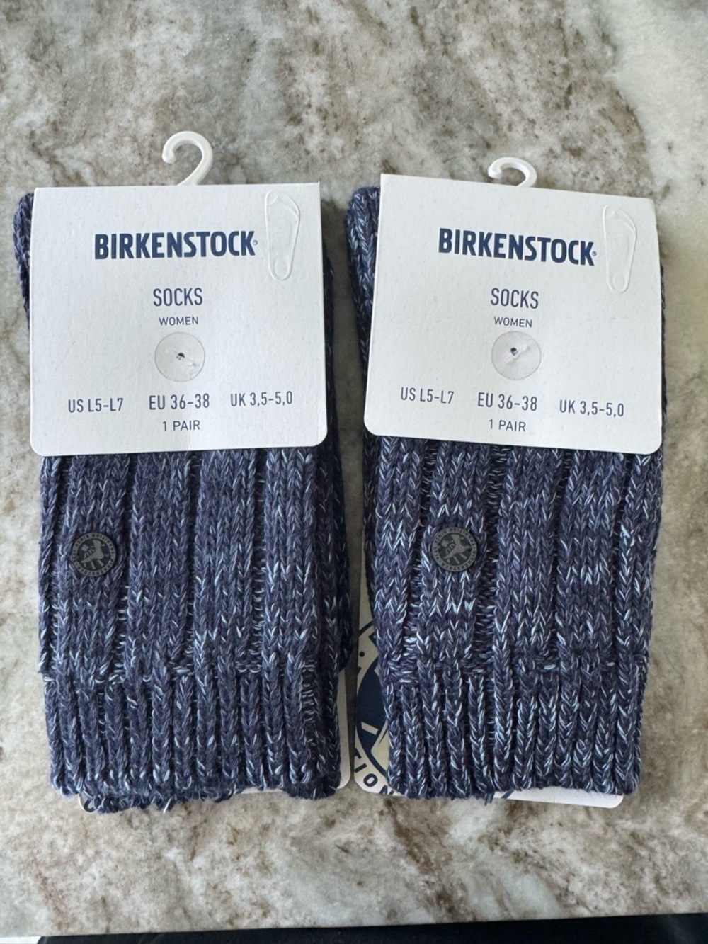 Birkenstock Women’s Blue Cotton Twist Socks. 2 Pairs. US SIZE 5-7/EU 36-38